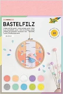 Folia 520495 – Bastelfilz Pastell, Feine Wollqualität, 10 Blatt, 150 G/qm, 20 X 30 Cm, Sortiert …