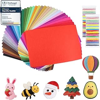 moinkerin 40 Farben Bastelfilz 20x30cm Filzstoff zum Basteln mit Nähgarn-Set 1mm Filzplatten fü…