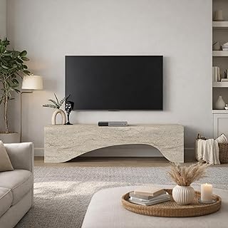 moebel17 TV Lowboard 150 cm Travertin Optik – Modernes Lowboard TV Schrank – TV Board Wohnzim…