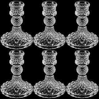 Winter Shore Kerzenhalter Glas [6 Pack] – Kerzenständer Stabkerzen für Hochzeiten, Tafelaufsät…