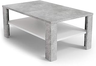 Vicco Couchtisch, Beton, 100 x 60 cm, mit offenem Ablagefach zur Aufbewahrung von Zeitschriften
