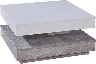 trendteam smart living – Universal – Couchtisch – Beton/Weiß – rotierbarer Wohnzimmertisch – (Bx…