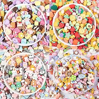 100 Stücke Super Niedlich Slime Charms, Kawaii Deko, Süßigkeiten Harz Flatback,Tiere 3D Nagel …