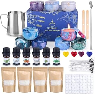 SUPERSUN Kerzen Selber Machen Set,Kerzenherstellung Zubehör,Duftkerze Geschenke mit 480g Bienenw…