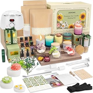 ZEROMX Kerzen Selber Machen Set, 1200g Sojawachs DIY Kerzenherstellung Kit für Erwachsene Anfän…