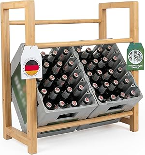 Getränkekistenregal 4 Kisten – Natürliche Holz-Optik & Maximale Stabilität – Massives Kist…