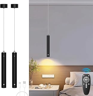 ACMHNC Akku Pendelleuchte, 2x LED Hängelampe mit Batterie 4500mAh, Dimmbare mit Fernbedienung, T…