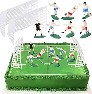9 Stück Fußball Thema Tortendeko Fußballnetzwerk Kuchen Dekorationen Mikrokosmos Fußballer Ku…