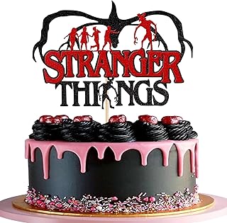 1 Stück Horror-Thema Tortendeko, Glitzer Halloween Kuchen Deko TV-Programm Stranger inspiriert C…