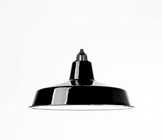 Industrie Lampenschirm Emaille Schwarz (2. Wahl), Fabriklampe Ø36 cm inkl. Fassung aus Bakelit