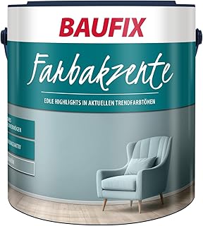BAUFIX Farbakzente platingrau, seidenmatt, 2.5 Liter, Bunte Wandfarbe, für Wände und Decken inn…