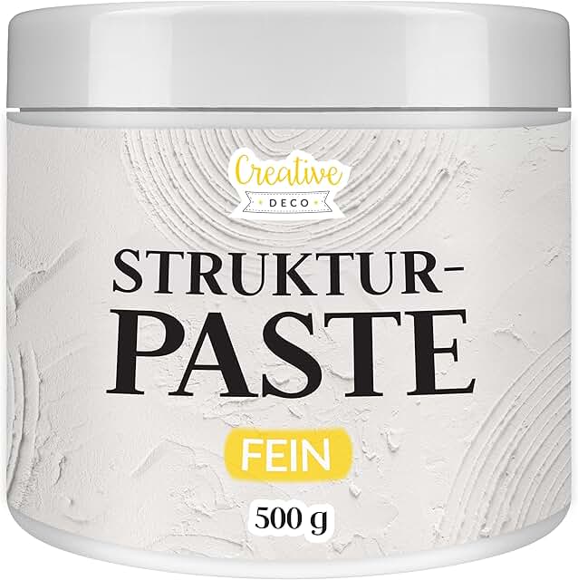 Creative Deco Strukturpaste Feinkörnig 500 g | Weiße Spachtelmasse für Acrylmalerei | Feinpast…