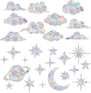 28 Stück Prisma Fensteraufkleber,Regenbogen Folie Fenster,Suncatcher Sticker Elektrostatische Ad…