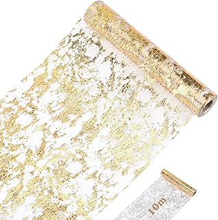 Goldfarbener Tischläufer, 28 cm x 10 m, Goldband-Dekoration für Esstisch, Goldfolien-Tischläuf…