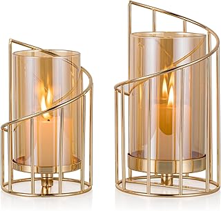 Kerzenständer Gold Hochzeit Deko: 2er Set Kerzenhalter Metall Windlicht Outdoor Tischdeko Wohnzi…
