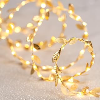 Ideen mit Herz LED-Draht-Lichterkette | goldene Blätter | 100 LEDs | 1,80 m lang | Deko Herbst u…