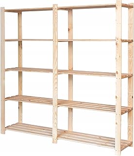 Holzregal Standregal 170x170x38 cm (HxBxT) Natur Lagerregal mit 5 Ablagen Stehend Garage Regal Ke…