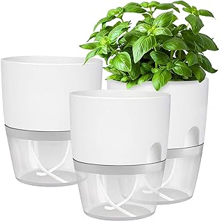iDattel Kräutertopf Küche Set,Blumentopf Fensterbank selbstbewässernd-3er Set Kräutergarten f…
