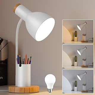himmel Schreibtischlampe Weiß kinder mit Stiftehalter, Holz-Akzent, Verstellbar, Tischlampe kind…