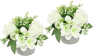 Gesteck Rosen Hortensie Hochzeit Kunstblume 15cm klein Tischblume wie echt Dekoblume Deko Hochzei…