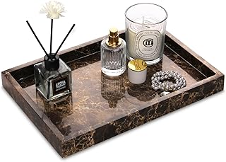 Kosmetiktabletts Marmor Tablett Badezimmertablett Luxuriöse Marmortablett Dunkelbraun 30 x 20 x …