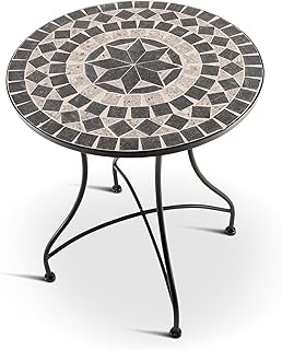 MACOShopde by MACO Möbel Raburg Mosaiktisch, 60 cm Ø, runder Gartentisch mit Mosaikmuster, Balk…