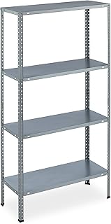 Relaxdays Metallregal verzinkt, HBT: 145×75,5×30 cm, 4 Böden, bis 160kg, zum Schrauben, Stahl, L…