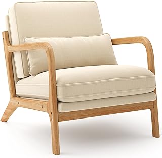 Lounge-Sessel, Lounge-Stuhl mit Armlehnen&Holzrahmen, Moderner Polstersessel für Wohnzimmer, Sch…