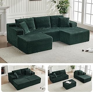 Modulares U-Form Sofa 262cm – Cloud Couch ohne Montage – Boneless Schlafsofa mit High Resilience …