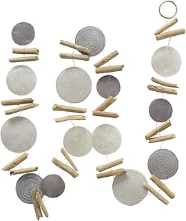 ReWu Capiz-Girlande Muscheldekoration mit Treibholz Bemalt 180cm Handarbeit Wanddekoration Fenste…