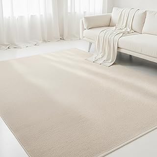 Interiyou handgewebter Baumwollteppich Riga – 200×290 cm Creme – Handwebteppich für Wohnzimmer, …