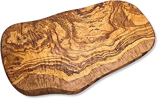Olivenholz Schneidebrett 34 cm im Naturschnitt, Servierbrett Holzplatte Brett