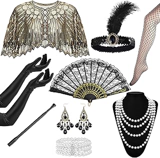 9 Stück 20er Jahre Kostüm Accessoire, 1920er Gatsby Kostüm Damen Charleston Flapper Kleid mit …