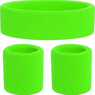 TK Gruppe Timo Klingler Schweißband pink Set – als Accessoire Vokuhila Kostüm zu Retro neon 80e…
