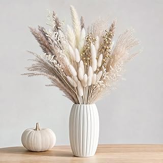 BOSONER Pampasgras Trockenblumen Boho Deko: 80-teiliges Trockenblumenstrauß Set mit natürlichen…