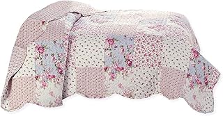 Delindo Lifestyle Tagesdecke Patchworkdecke Rosen im Landhausstil, Bettüberwurf im Patchwork Des…