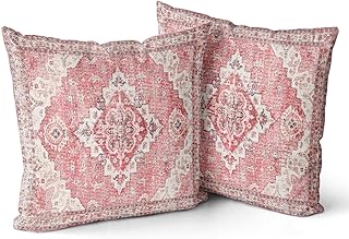 2er Set Boho-Kissenbezüge Rosa Antike & Vintage Design 45×45 cm Weiche Kissenbezüge für Garten…