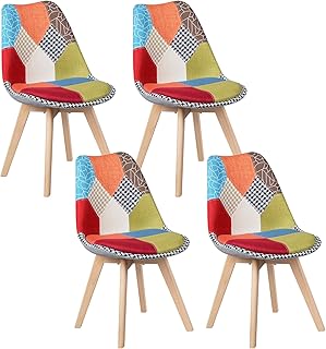 WOLTU Esszimmerstühle 4er Set, Küchenstühle mit Patchwork-Design, mit Rückenlehne und Holzbei…