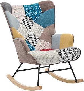 Vente-unique – Schaukelsessel – melierter Stoff – Patchwork – Mehrfarbig – ELMINA II