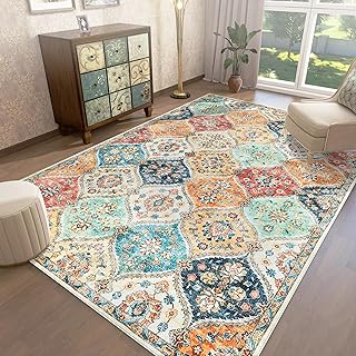 Teppich Wohnzimmer 160×230 cm, waschbarer Vintage-Blumenteppich, orientalisches Design, Rutschfes…
