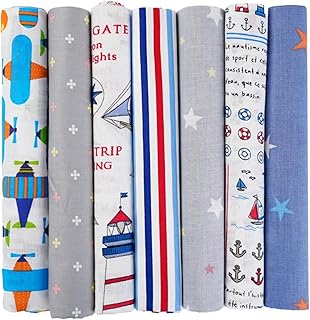7 Stück Baumwollstoff 50 x 50 cm Quadrate Patchwork Stoffe, 100% Baumwolle, 7 Cartoon-Motive, St…