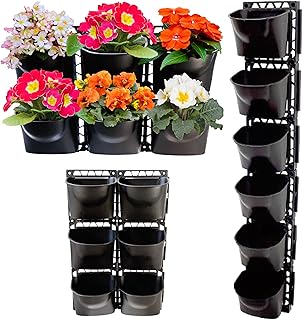Vertikaler Blumentopf, Pflanzenwachstumstaschen, Pflanzwand mit 6-Taschen und Rahmen, freie Anord…