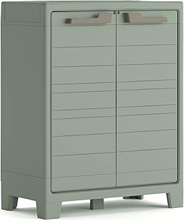 Keter Planet Outdoor Kunststoffschrank, niedrig, jadegrün, 80 x 44 x 100 cm, inkl. 2 höhenverst…