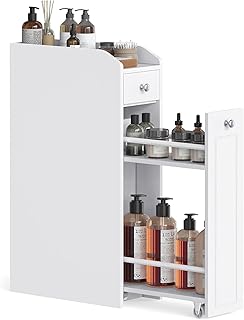 VASAGLE Badezimmerschrank klein, Badschrank schmal, Kleiner Schrank für Toilettenpapier, Toilett…