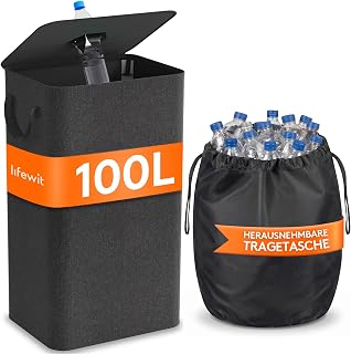 Lifewit 100L Pfandflaschen Sammelbehälter mit Deckel, Groß Pfandflaschen Aufbewahrung, Behälte…