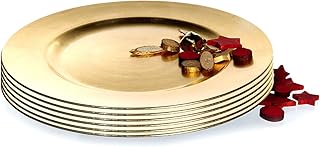 BigDean Platzteller 6 Stück Dekoteller Event Teller Unterteller Antik – Gold – farbend 33cm Kuns…