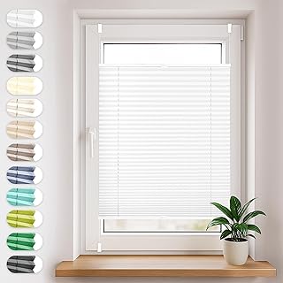 Sonello Plissee Klemmfix ohne Bohren 85cm x 100cm Weiß Faltrollo Plisseerollo Jalousie für Tür…