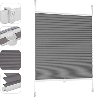 Sekey Plissee ohne Bohren Verdunkelung, Fenster Plissee Klemmfix Jalousie 40 cm breit, Verspannt …