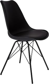 SAM Schalenstuhl Lerche, schwarz, integriertes Kunstleder-Sitzkissen, Schwarze Metallfüße, Essz…