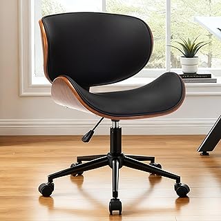 Mingone Bürostuhl Holz Computerstuhl 360° Ergonomisch Schreibtischstuhl Drehstuhl Ohrensessel D…